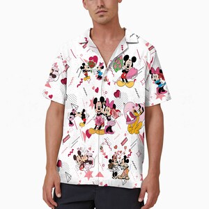 Mickey Minnie Valentine Shirt, Disney Valentine's Day Hawaiian Shirt, Disney Couple Button Up Shirt, Disneyland Magic Kingdom Shirts