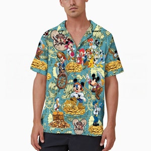 Mickey Pirate Hawaiian Shirt Pirates of Caribbean Tropical Shirt, Mickey and Friends Summer Hawaiian, Disneyland Family Vacation Shirt