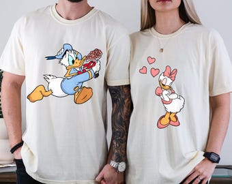 Donald Duck & Daisy Duck Couple Shirt, Valentine's Day Shirt, Happy Valentines Day Shirt, Couple Matching Shirt, Valentines Day Gift