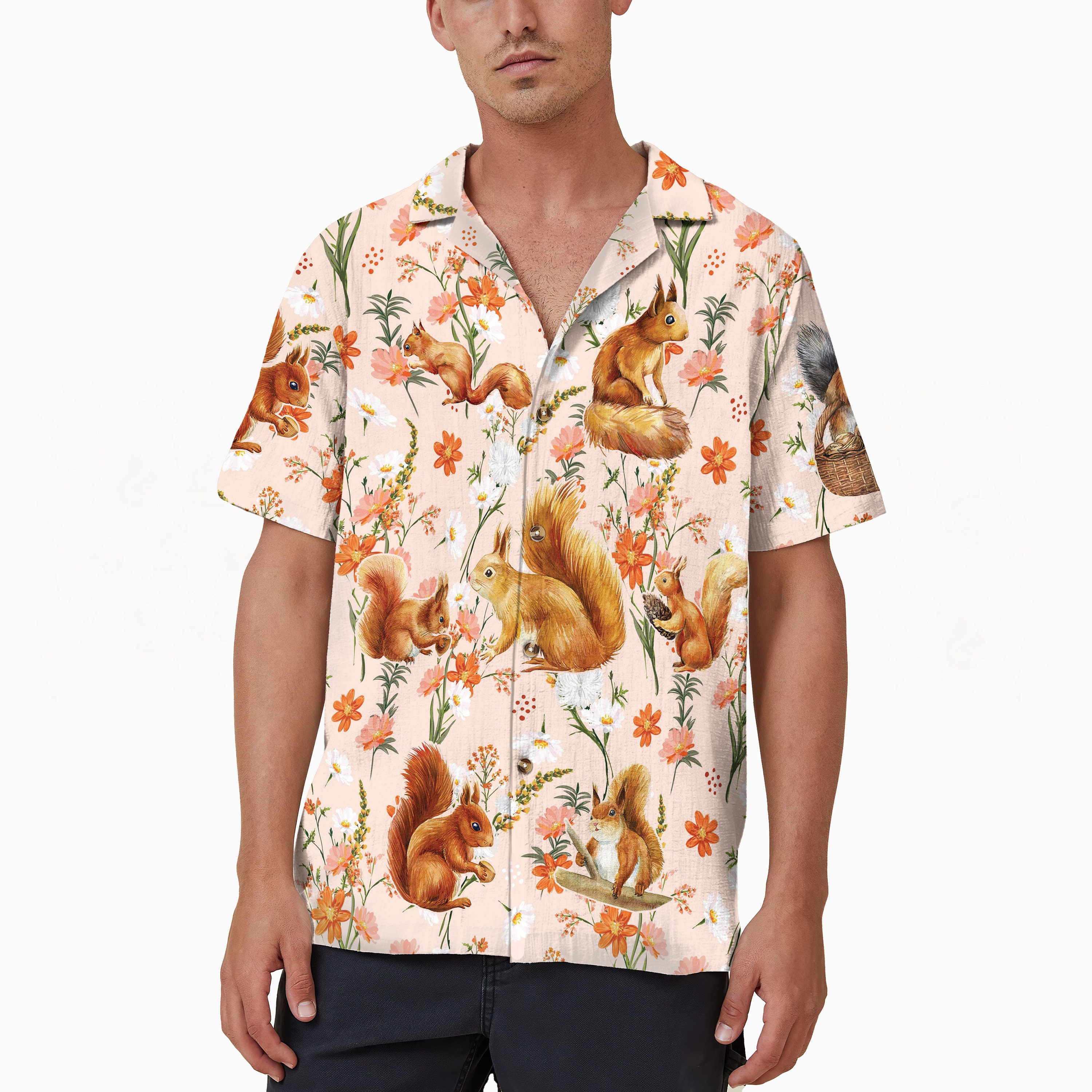 Funny Animal Hawaiian Shirt, Squirrel Lover Tropical Hawaiians