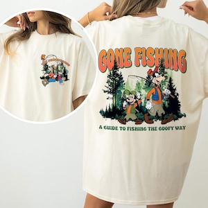 2 seitiges Goofy und Max Goof Angeln Dad Shirt, Ein Goofy Film alles Gute zum Vatertag, Vater und Sohn Matching, Daddy und Ich Angeln Dad Geburtstag