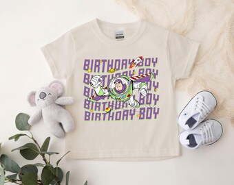 Maglietta di compleanno di Buzz Lightyear, maglietta di compleanno per bambini di Toy Story, maglietta per festa di compleanno di Toy Story, maglietta di compleanno personalizzata
