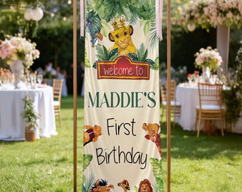 Disney Lion King First Birthday Banner, Personalized Jungle Safari Birthday Welcome Sign, Wild One Party Decor