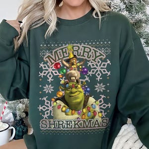 Funny Shrek Christmas Shirt, Fiona And Shrek Funny Xmas Sweater, Shrek Face Meme Ugly Shirt, Shrek Santa Christmas Shirt