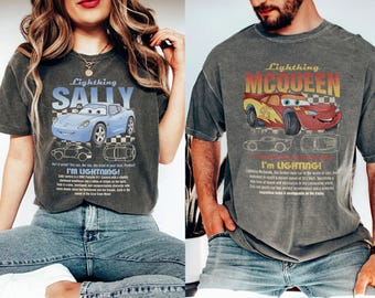 Vintage Cars Matching Shirt, Lightning McQueen and Sally Couple Shirt, Limited McQueen Shirt, Couple Shirt, Anniversary Gifts