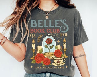 Maglietta vintage retrò del club del libro di Belle, una storia vecchia come il tempo, maglietta della Bella e la Bestia, maglietta della principessa Belle, regalo per gli amanti dei libri