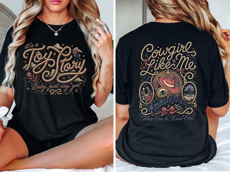 2 Sided Toy Story 5 Shirt, Cowgirl Like Me Shirt, Character Jessie Toy Story Shirt, WDW Disneyland Family Vacation Trip Shirt, Gift For Her image 2