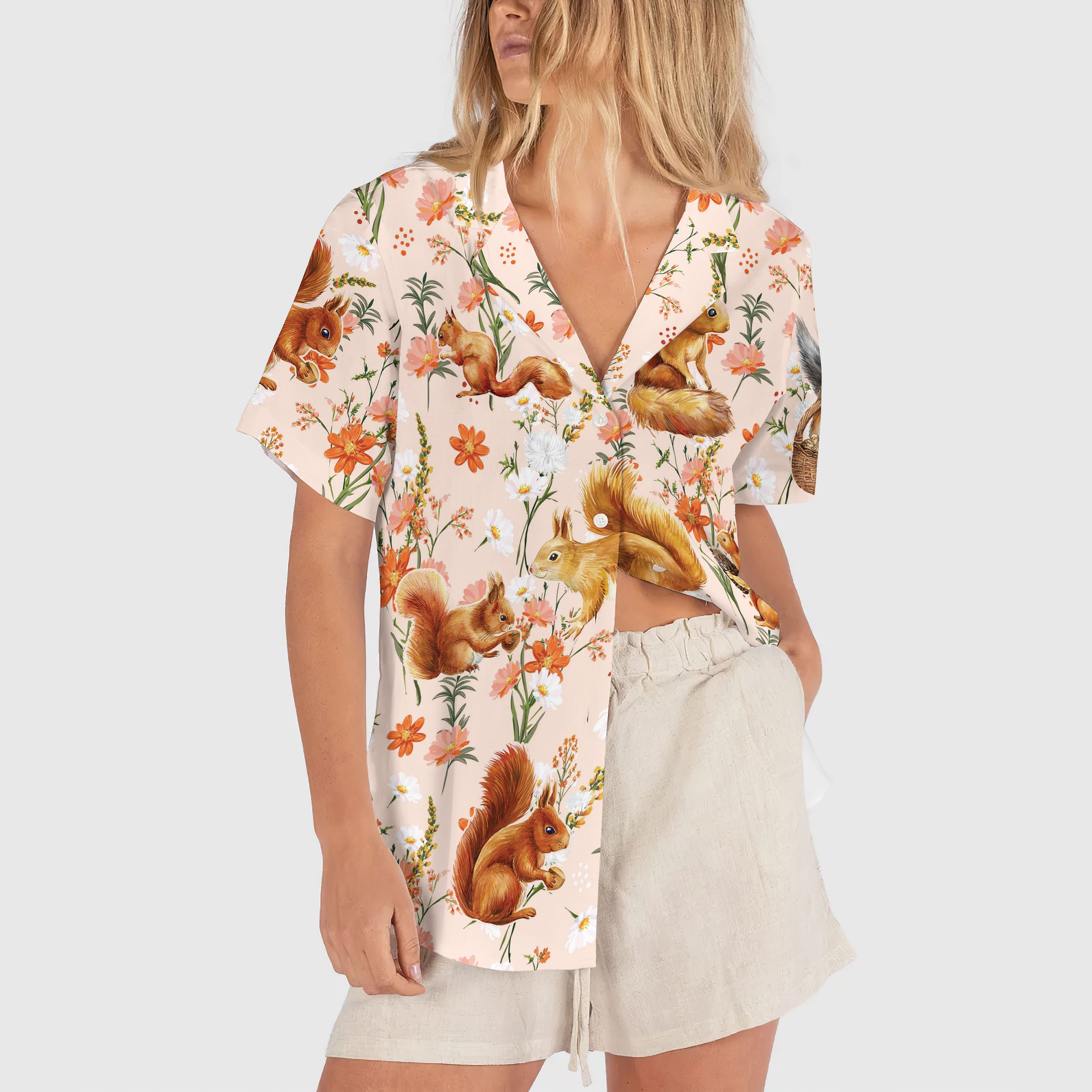 Funny Animal Hawaiian Shirt, Squirrel Lover Tropical Hawaiians