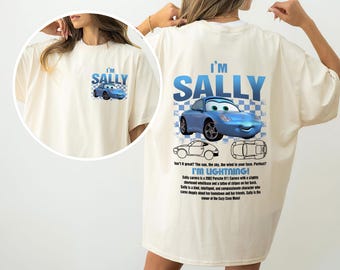 2-zijdig I'm Sally-shirt, Cars Matching Shirt, Cars Movie Shirt, paar shirts, McQueen en Sally Couple-shirt, paar bijpassende shirt