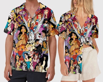 Vintage All Characters Hawaiian Shirt, Hawaii Beach Trip Shirt, Cartoon Character Hawaiian Vacation Gift, Movie 3D All Over Printed Shirt