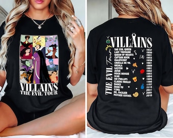 Double Sided Villains The Evil Tour Shirt, Halloween Evil Queen Shirt, Maleficent Shirt, Girl Trip Shirt, Halloween Witch Shirt
