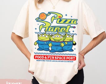 Maglietta Toy Story Aliens Pizza Planet, Maglietta divertente Buzz Lightyear Aliens, Maglietta Toy Story Land, Regali per viaggi in famiglia