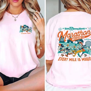 2-seitiger Micky und Freunde laufen Disney Marathon Wochenende 2025 Shirt, Chip & Dale Läufer Every Meile ist Magie, läuft 5K 10K Shirt