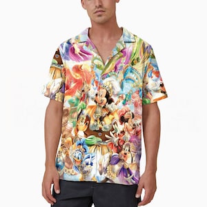 All Characters Hawaii Aloha Shirt, Magic Kingdom Button Up Shirt, Characters Hawaiian Shirt Gift, Cartoon 3d All Over Print Shirt