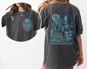 Chemise d'Halloween recto-verso, le manoir hanté, cadeau d'Halloween pour les mortels de bienvenue, chemise de saison effrayante