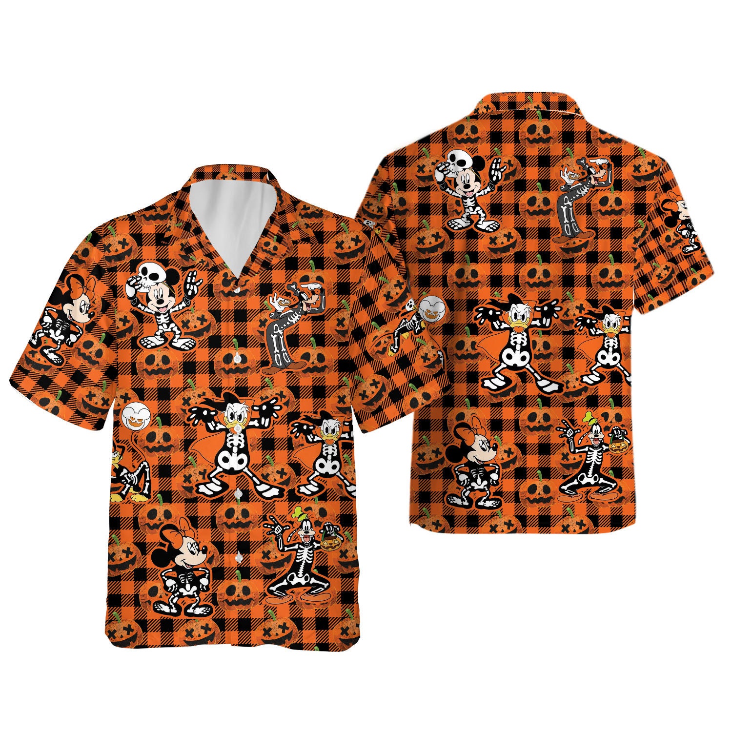 Discover Pumpkin Buffalo Plaid Disney Hawaiian Shirt, Skeleton Mickey and Friends Rad Tech Hawaii Shirt, Halloween Party 2023 Button Shirt