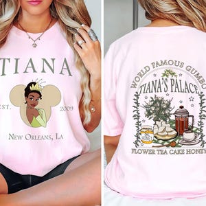 2 Sided Tiana&#39;s Palace Shirt, Princess Tiana Flower Tea Cake Honey Shirt, The Princess and the Frog Shirt, Family Matching Shirt