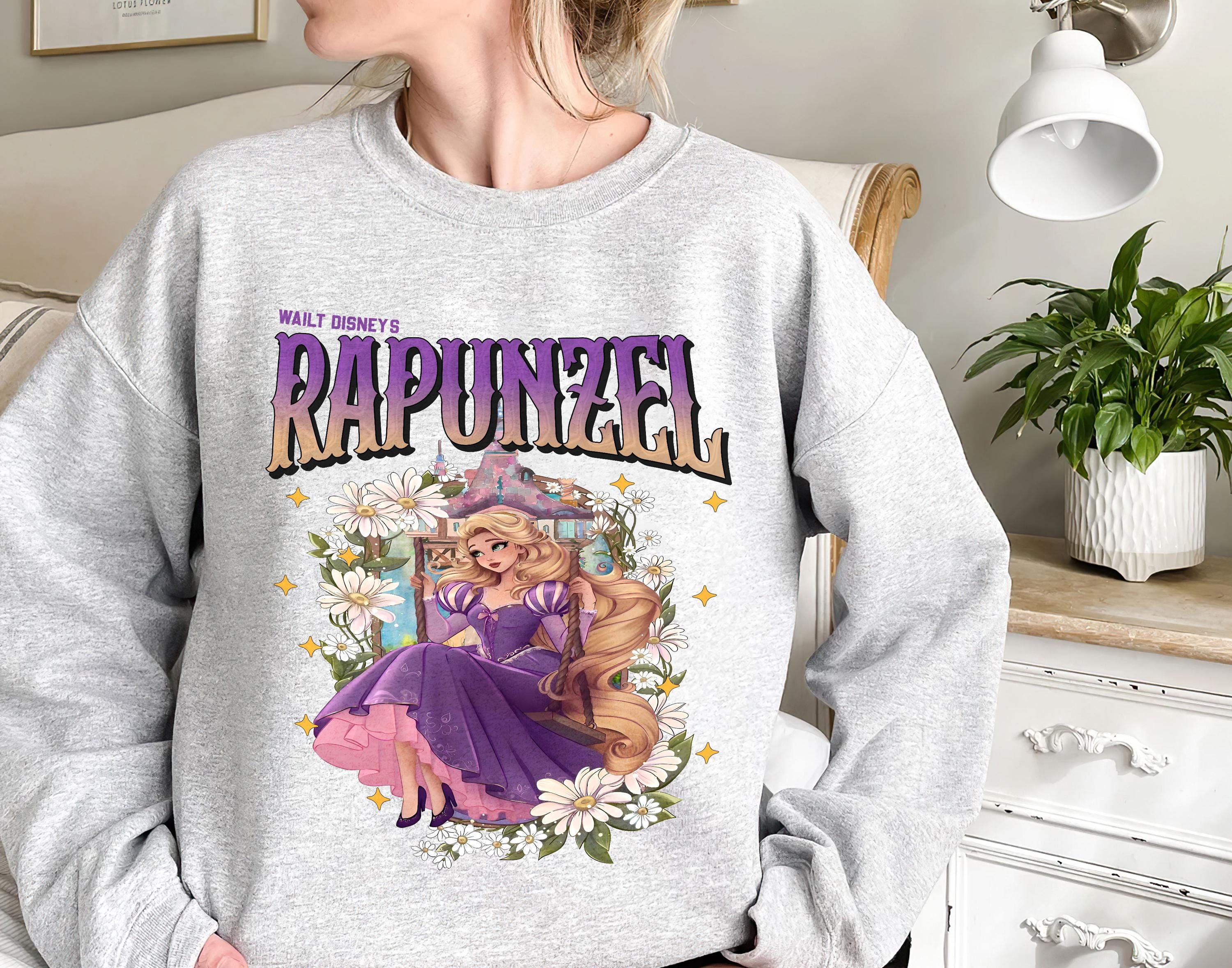 Retro Rapunzel Tangled Sweatshirt, Floral Rapunzel Shirt, Princess Shirt, Birthday Girl Gifts