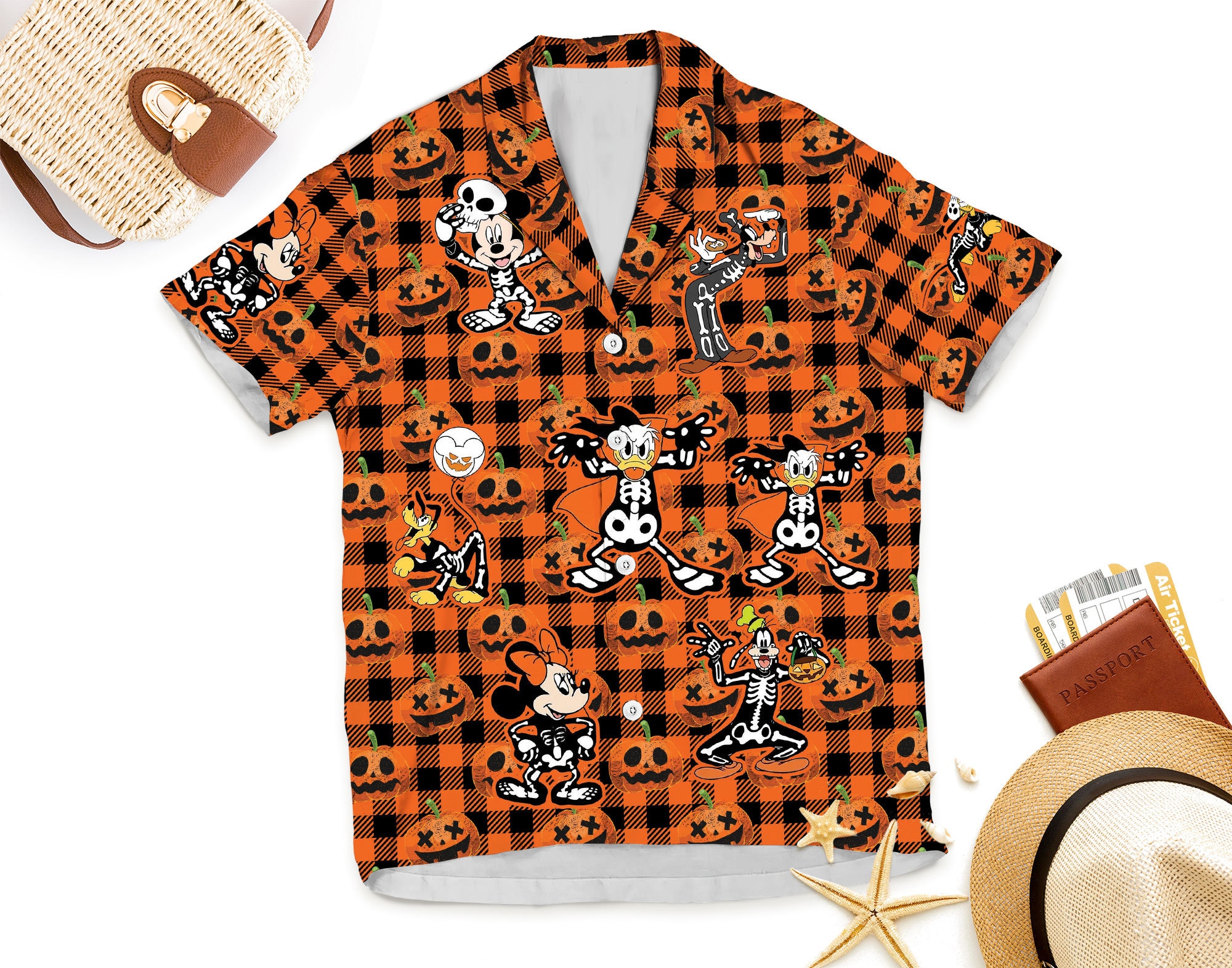Discover Pumpkin Buffalo Plaid Disney Hawaiian Shirt, Skeleton Mickey and Friends Rad Tech Hawaii Shirt, Halloween Party 2023 Button Shirt