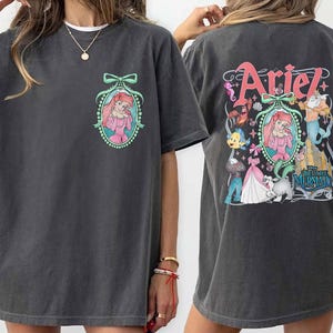 2 Sided Ariel Princess Squad Coquette Magical Mirror Bow Shirt, Princess Trip Shirt, Girls Trip Shirt, Princess Characters Girlies Shirt
