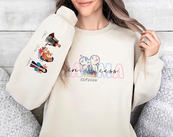 Princess Mama Shirt Custom Names Shirt, Princesses And Princes Shirt, Mama Shirt, Mother's Day Sweater, Mom Life Shirt