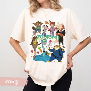 Chemise du groupe Zootopie, chemise Nick Wilde et Judy Hopps, sweat-shirt animaux, chemises personnages Zootopie, chemise voyage en famille