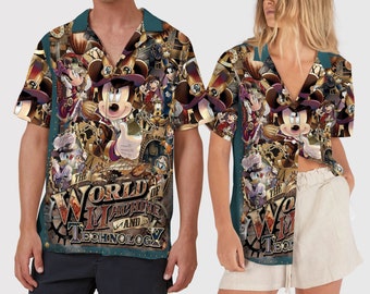 Vintage Characters Hawaii Beach Shirt, Animated Characters Button Up Shirt, Cartoon All Over Print Shirt, Characters Summer Hawaiian Shirt