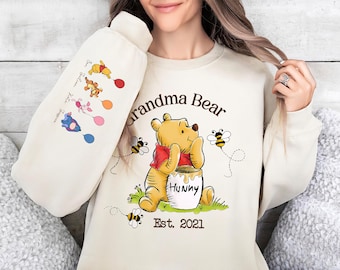 Grandma Bear Sweatshirt, Personalized Nana Hoodie with Kids Names, Custom Grandmother Gift, Est Year Hoodie, New Grandma Gift