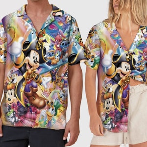 All Characters Hawaiian Shirt, Animal Kingdom Hawaii Shirt, Beach Aloha Shirt, WDW Magic Kingdom Button Up Shirt