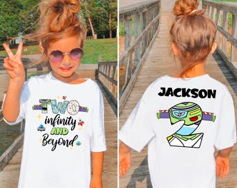 Benutzerdefinierte zwei Unendlichkeit und darüber hinaus Geburtstag Shirt, personalisierte 2 Jahre alte Shirt, Toy Story Geburtstag Shirt