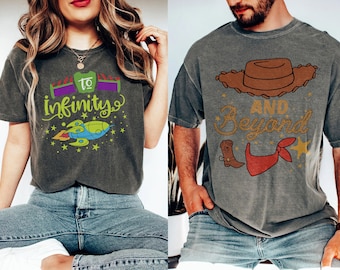Koszulka dla pary „Toy Story: To Infinity And Beyond”, koszulka „Toy Story: Buzz and Jessie”, pasująca koszulka dla pary