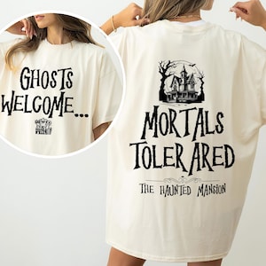 Chemise manoir hanté recto-verso, chemise d&#39;Halloween, chemise fantômes faisant de l&#39;auto-stop, chemise de mortel idiot, chemise de famille de vacances