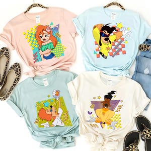 A Goofy Movie Characters Portrait Matching Shirt, Max Goofy Roxanne Powerline Bobby Bigfoot Matching Shirt, Family Trip Gift