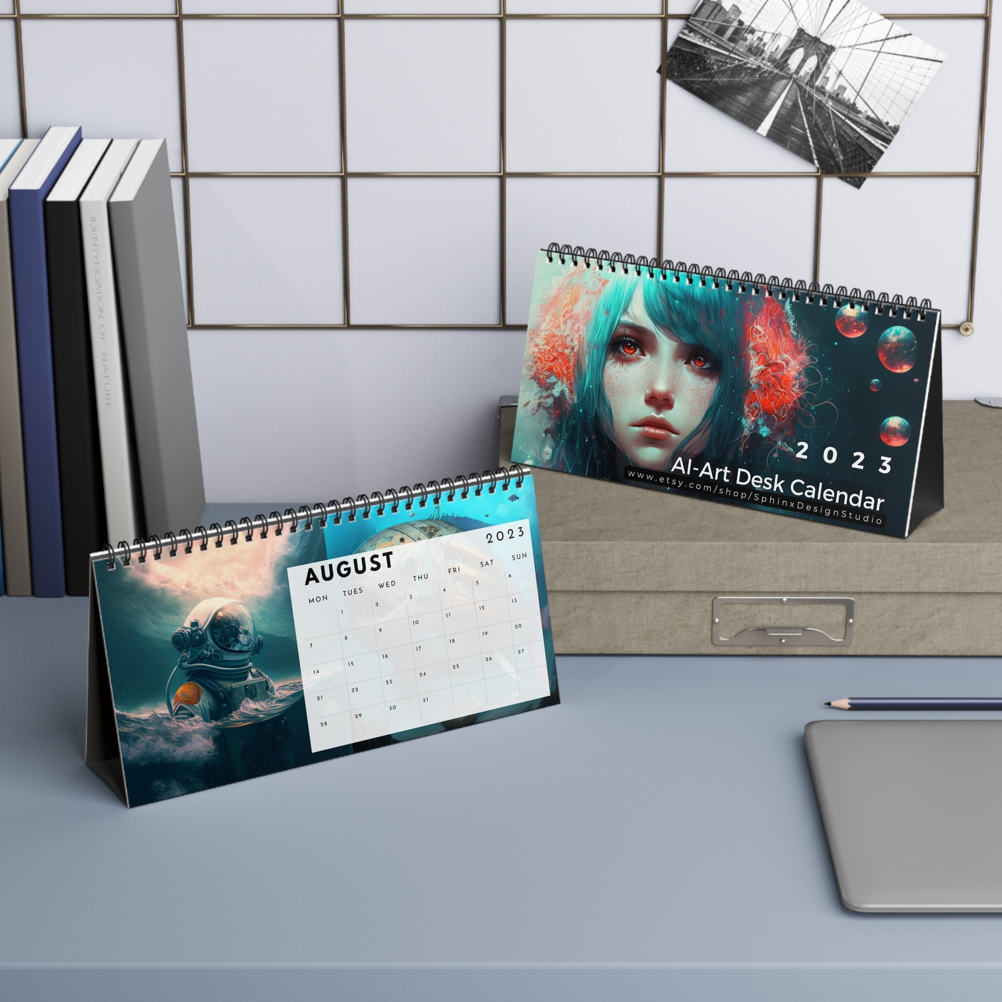 2023 Ai-art Desk Calendar Professionally Printed, 10x5 Inches, Spiral ...