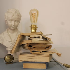 Table Lamp with Recycled Books - Unique and Sustainable Design