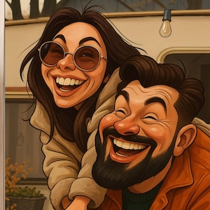 Funny Custom Caricature Portrait: Personalized Cartoon Art (Digital File)
