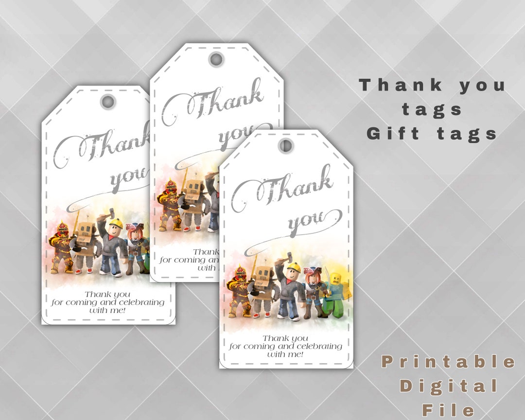 Kids Birthday Thank You Tag, Printable Gift Bag Tags, Thank You Sticker ...