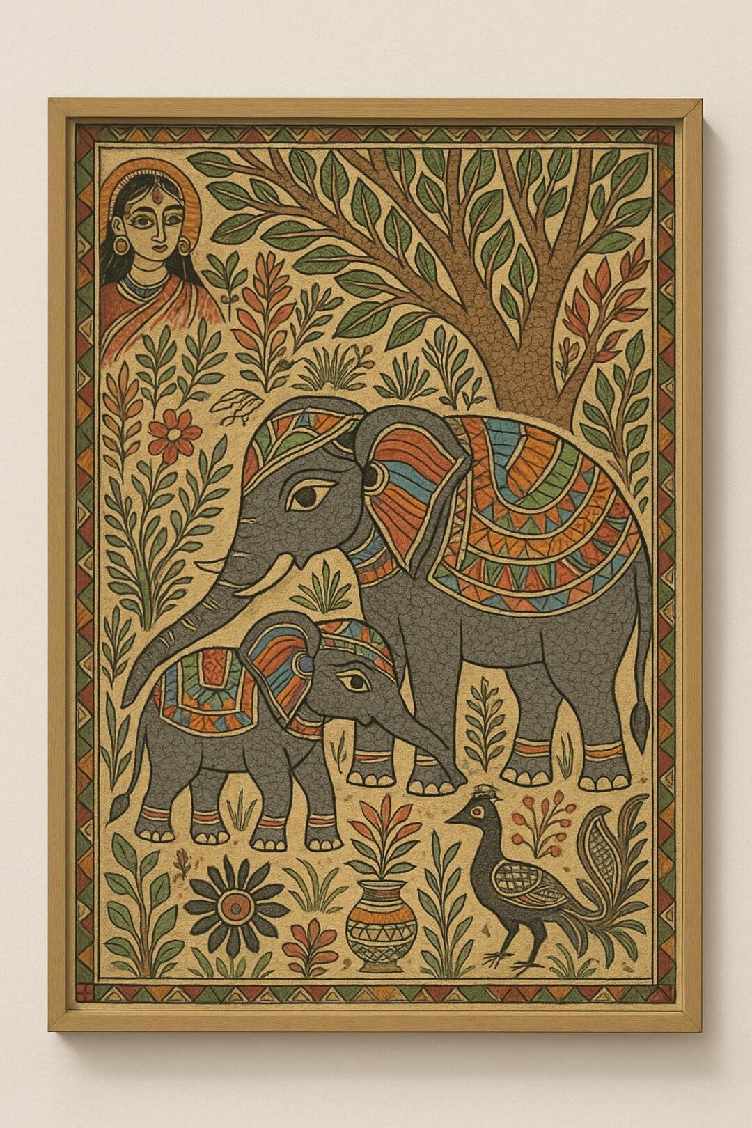 Indian Folk Art Elephant Wall Decor - Madhubani Style Digital Download ...