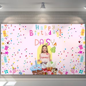 Striscione personalizzato per compleanno bambini: sfondo stampabile per feste (file digitale)