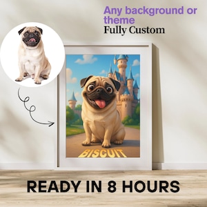 Custom Pet Portrait | Personalized 3d Cartoon Pet Drawing | Print Ready Pet Portrait Gift for Anniversary, Wedding, or Birthday, Wall decor