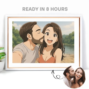 Custom Anime Portrait | Personalized Anime Drawing | Anime Portrait Gift for Anniversary, Wedding, or Birthday