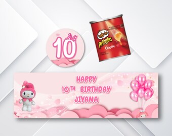 Etichette Pringles per il compleanno della principessa, adesivi personalizzati stampabili per lattine di patatine, file digitale personalizzato per bomboniere