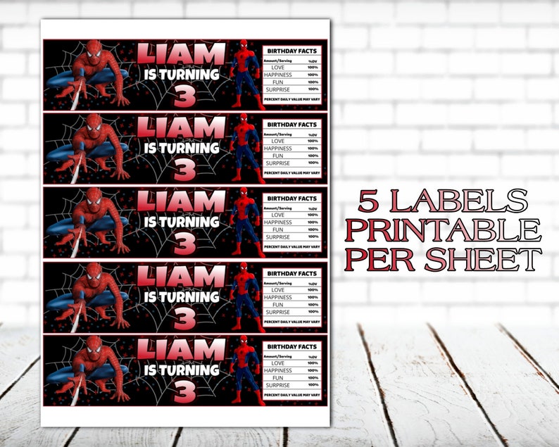 Kids Birthday Water Bottle Labels, Personalised Printable Water Bottle ...