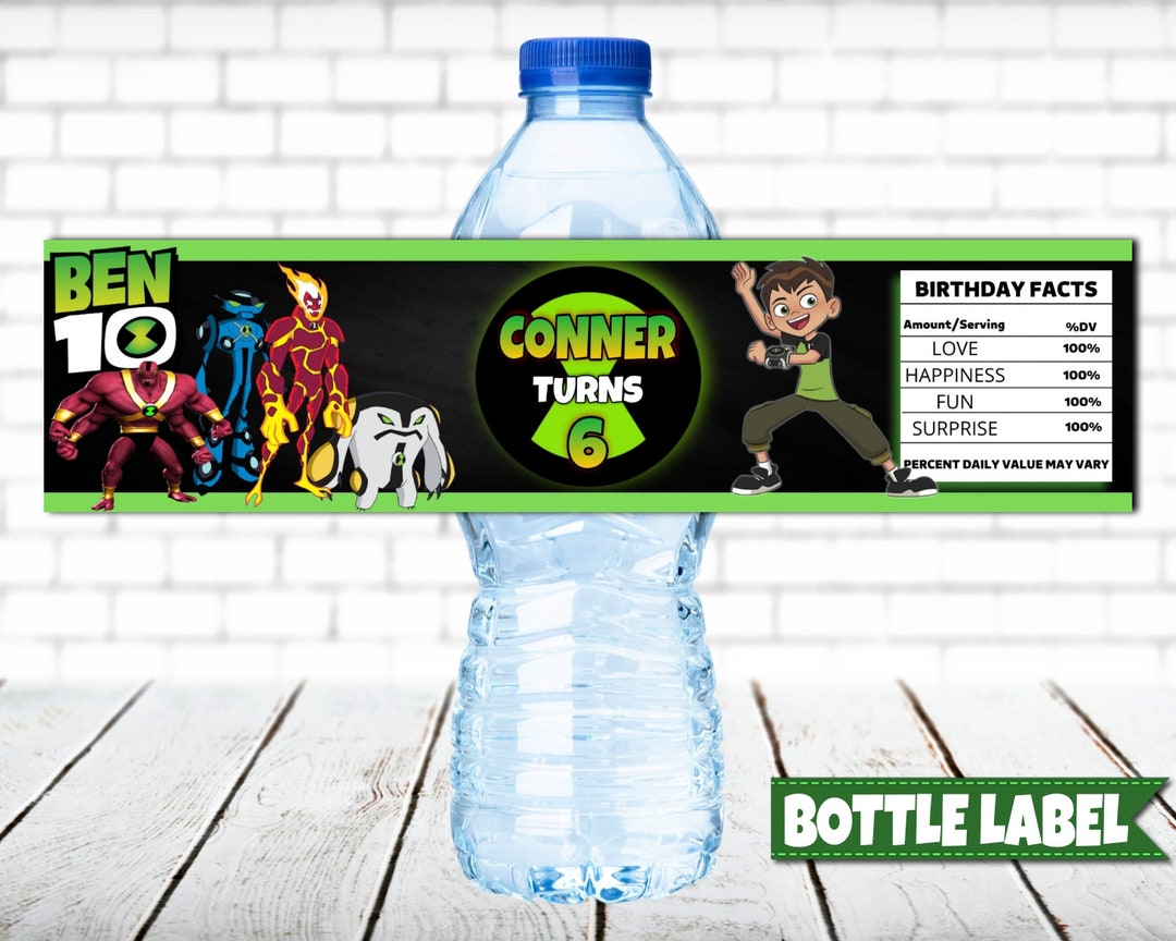 Kids Birthday Water Bottle Labels, Personalised Printable Water Bottle ...