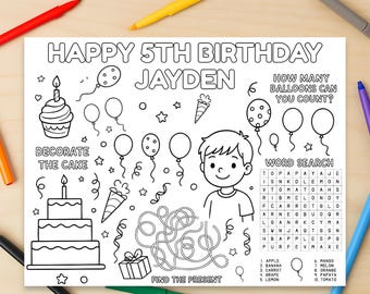Kinder Geburtstag Aktivität Blatt - Canva Editable Printable - Instant Download