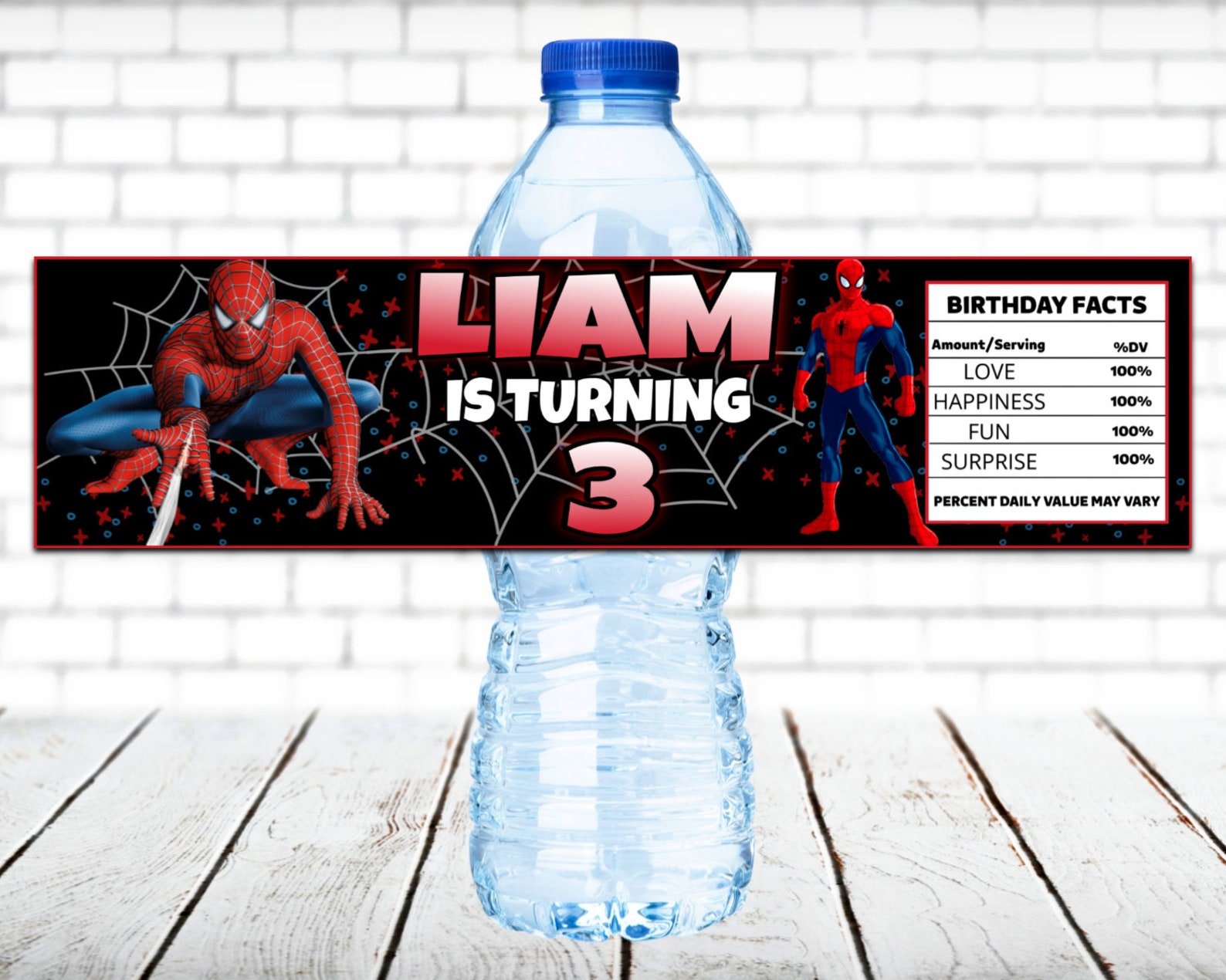 Kids Birthday Water Bottle Labels, Personalised Printable Water Bottle ...