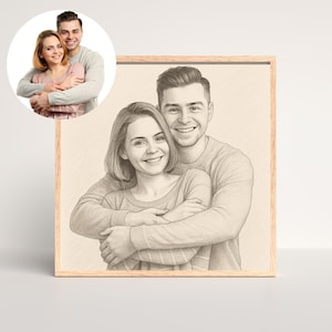 Retrato personalizado / Dibujo de pareja personalizado hecho a mano / Retrato para regalo de aniversario, boda o cumpleaños
