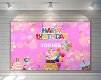 Personalized Kids Birthday Banner: Printable Party Backdrop (Digital File)