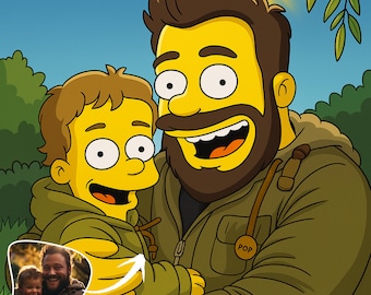 Custom Simpsons Portrait: Personalized Family, Couple, Pet Cartoon (Digital)