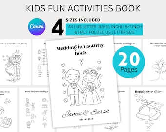 Personalized Wedding Activity Book | Coloring & Games for Kids | Editable Printable